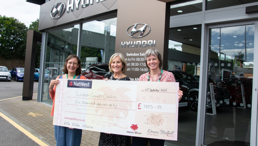Anne Saunders and Jill Crooks from Swindon Carers Centre with Jane Newton customer relationship manager at Pebley Beach