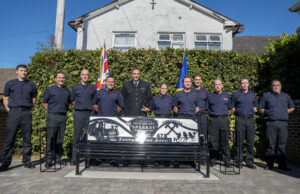 Memorial bench unveiled at Pewsey Fire Station in tribute to firefighter Mark Hillier